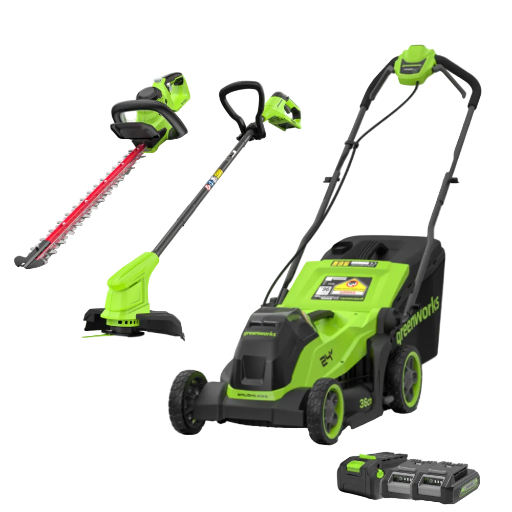Sekačka na trávu POWERALL 24V 36cm + strunová sekačka 25cm + plotostřih 56cm, sada
