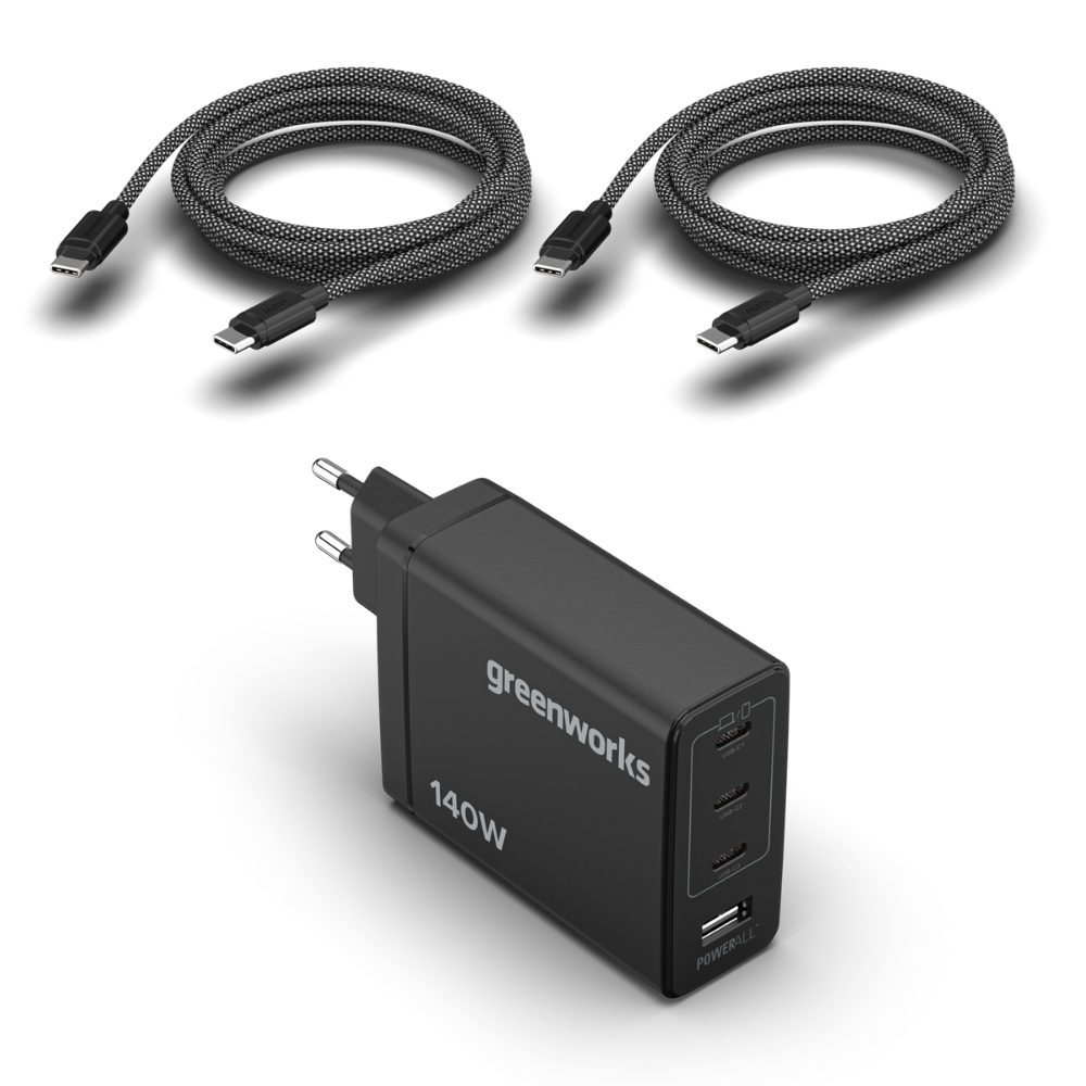 Nabíječka POWERALL 24V 140W USB-C + 2x kabel USB-C 140W
