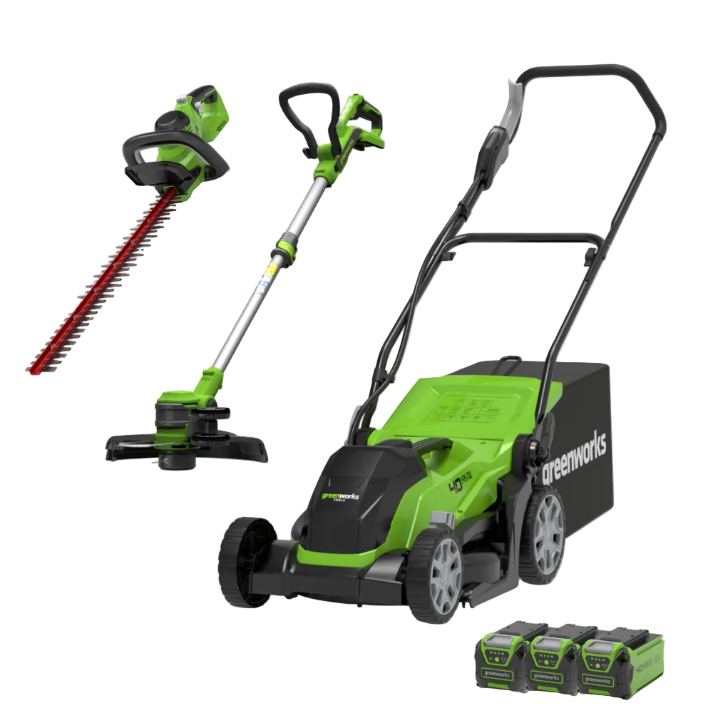 Sekačka na trávu 40V 35cm + strunová sekačka 33cm + plotostřih 61cm, sada