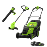 Sekačka na trávu POWERALL 48V (24V x 2) 41cm + strunová sekačka 24V 25cm + pistolový foukač 24V 209 km/h, sada