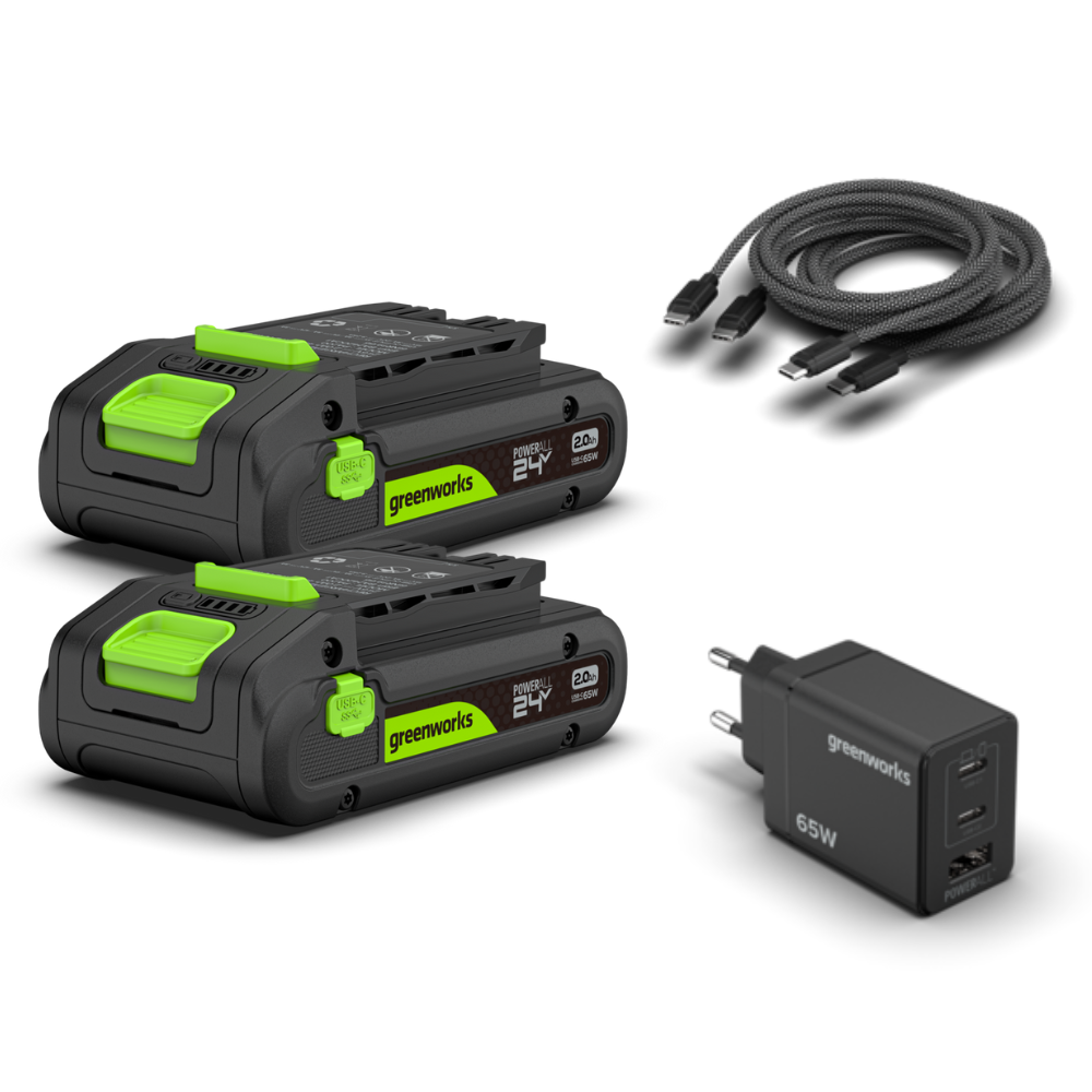 POWERALL 24V startovací sada 2x baterie USB-C 2Ah + nabíječka 65W