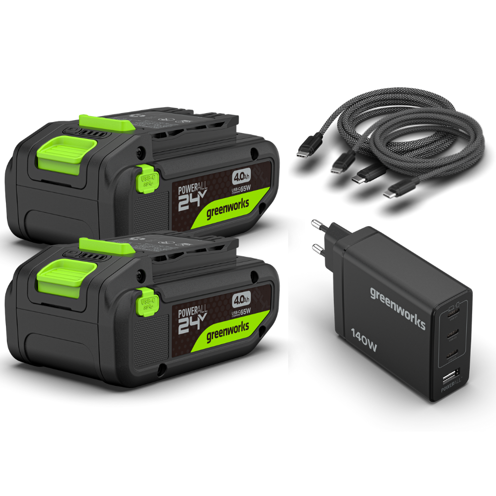 Startovací sada POWERALL 24V, 2x baterie 4Ah USB-C + nabíječka 140W